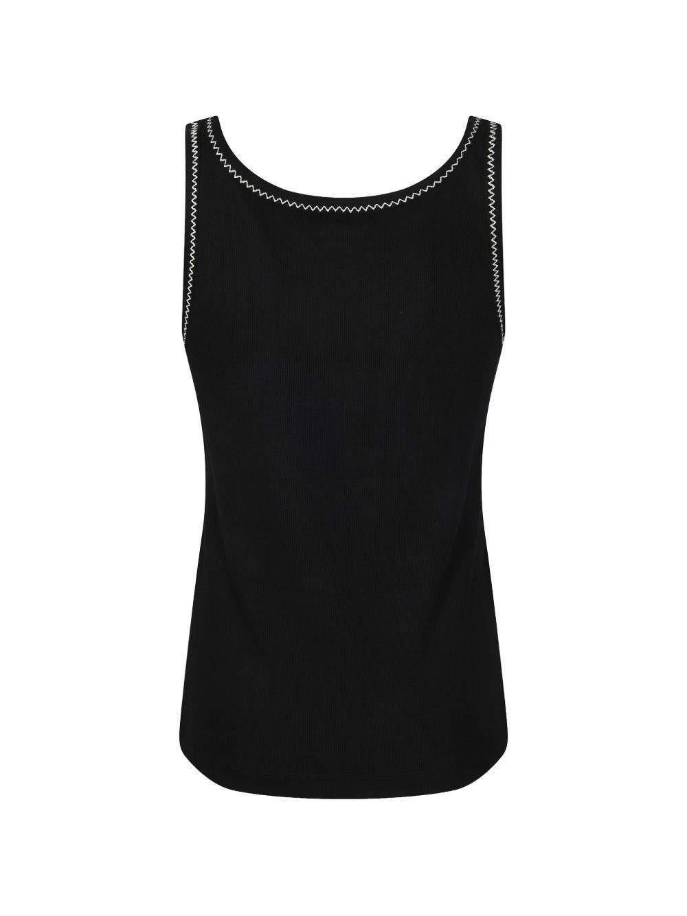 Canotta a costine con ricamo 106816A3AL ZZ2 PINKO Nero/bianco 