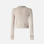 Cardigan girocollo con strass 105686A2S4 I23 PINKO Grigio nuvola argento 