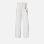 Pantaloni larghi loose fit con catena gioiello 104601A2DO Z04 PINKO Bianco 
