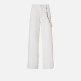Pantaloni larghi loose fit con catena gioiello 104601A2DO Z04 PINKO Bianco 