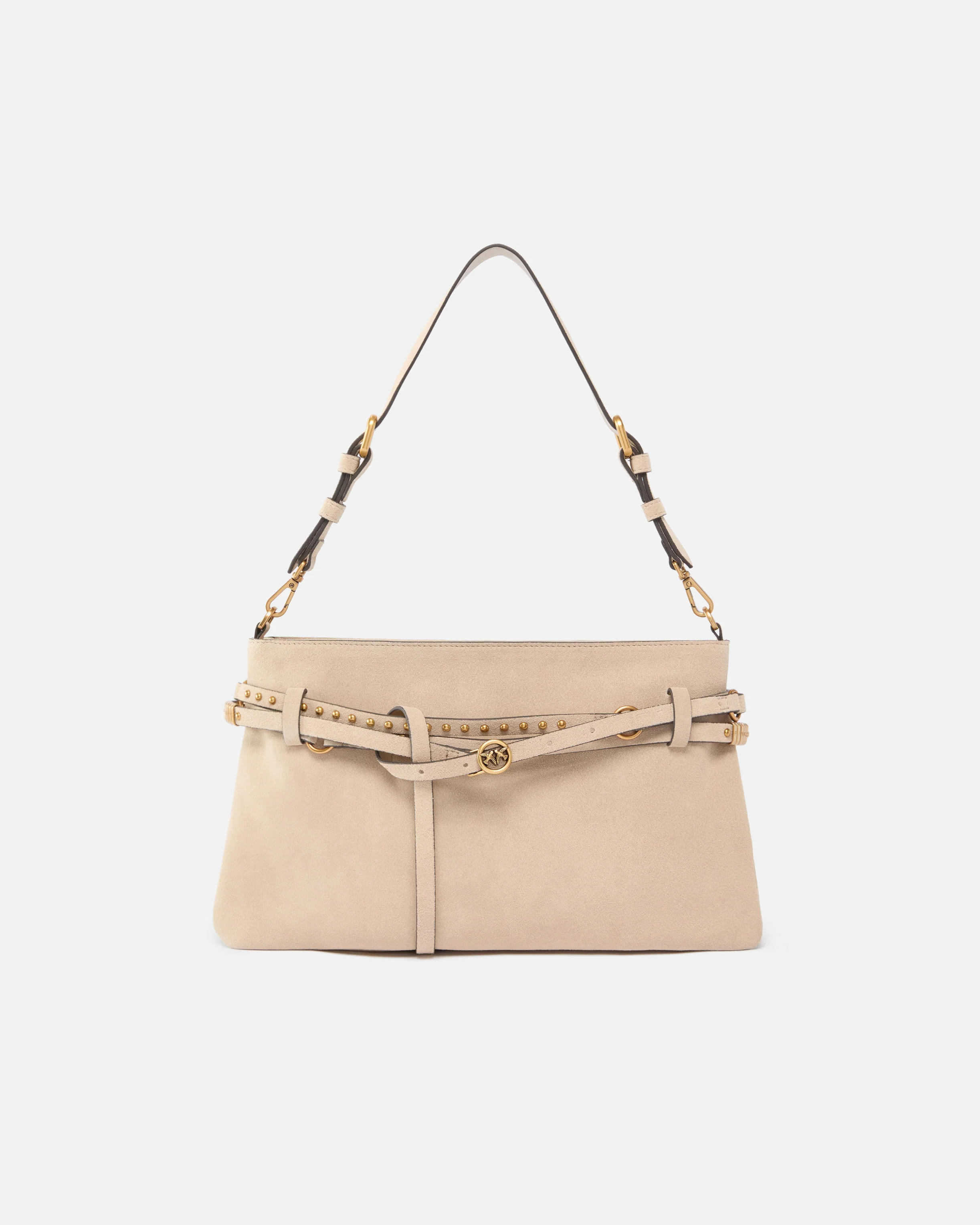 Borsa a spalla media in suede 106176A0F6 C50Q PINKO Beige-grigio fumo-antique 