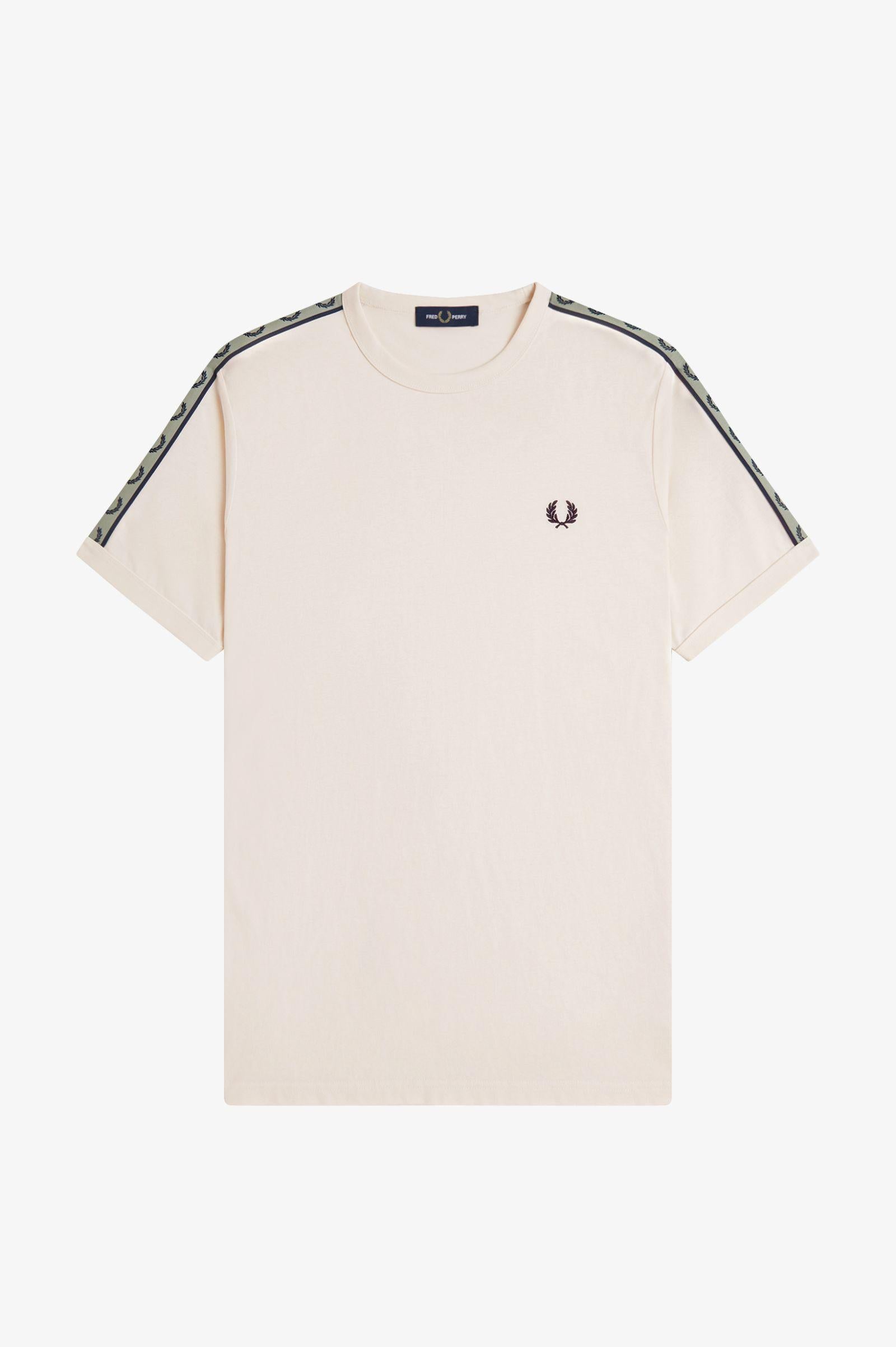T-Shirt manica corta con banda logata M4613 28B FRED PERRY Ecru/navy 
