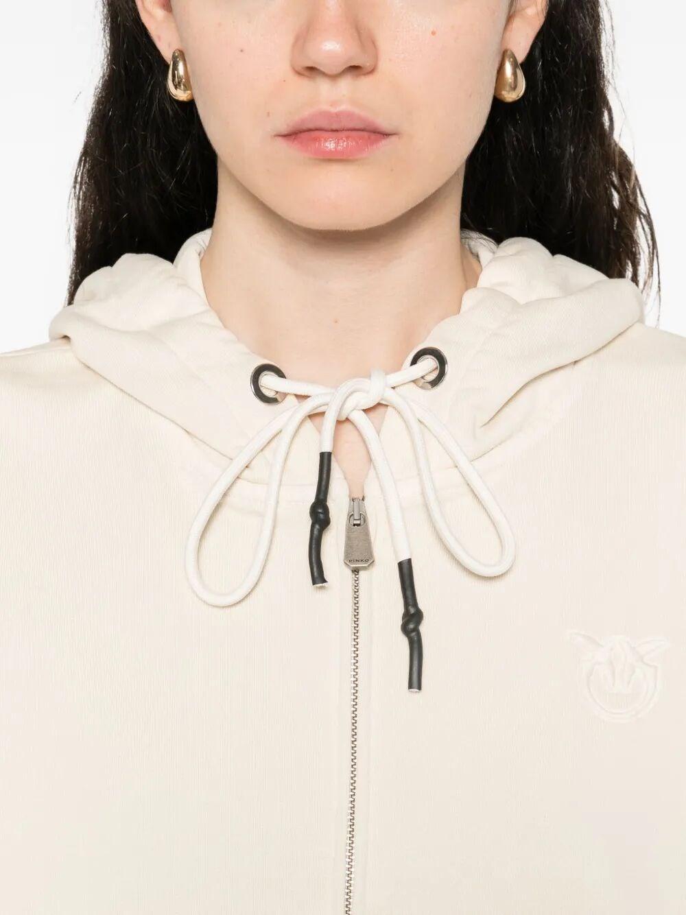 Felpa zippata con cappuccio 105509A2RB C03 PINKO Beige g. maroso 