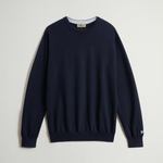 Maglia girocollo in puro cotone con logo ricamato CFWOKN0331MRUF0787 3989 WOOLRICH Melton blue 