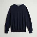 Maglia girocollo in puro cotone con logo ricamato CFWOKN0331MRUF0787 3989 WOOLRICH Melton blue 