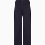 Pantalone vita media e gamba ampia cropped in drill stretch tinto capo EW000019 AF17027 UB115 EMPORIO ARMANI Blue navy 