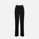Pantaloni in crêpe leggero con nastro logo PA10356E2 110 ELISABETTA FRANCHI Nero 