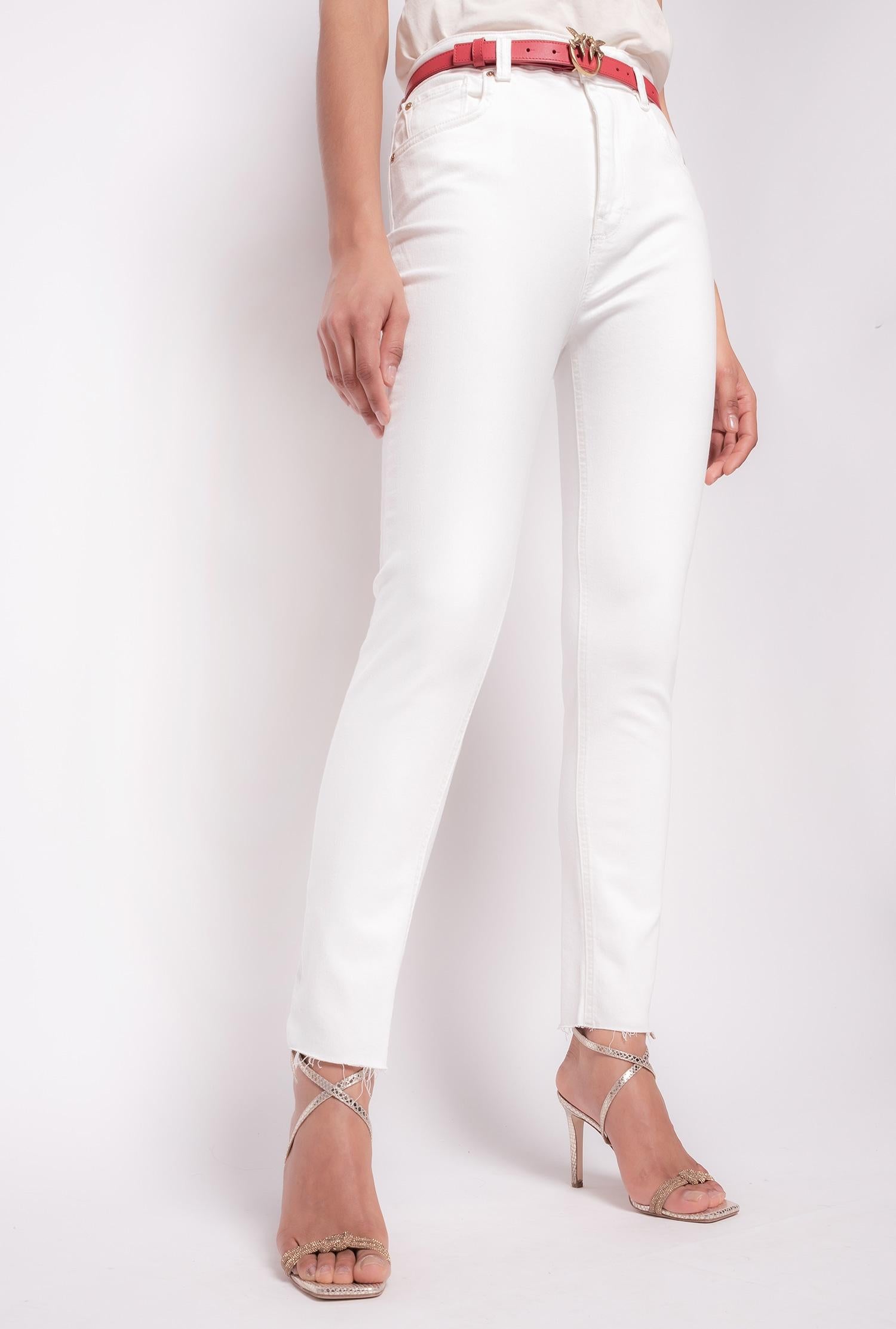 Pantalone skinny con cintura Birds SUSAN 24 PJ666 1J10V0Y78S Z14 PINKO White 