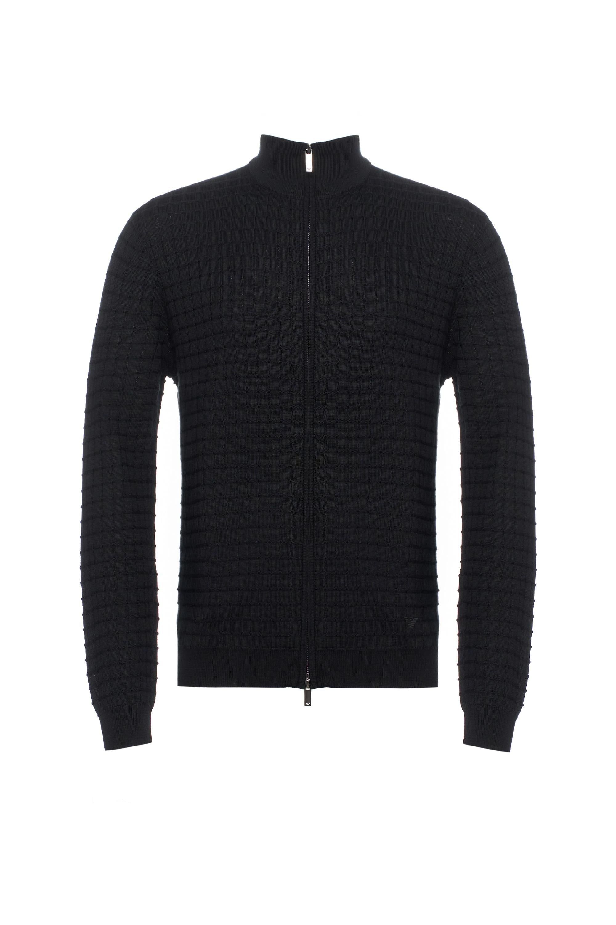 Cardigan con zip in lana merinos EM003503 AF14113 UC001 EMPORIO ARMANI Black 