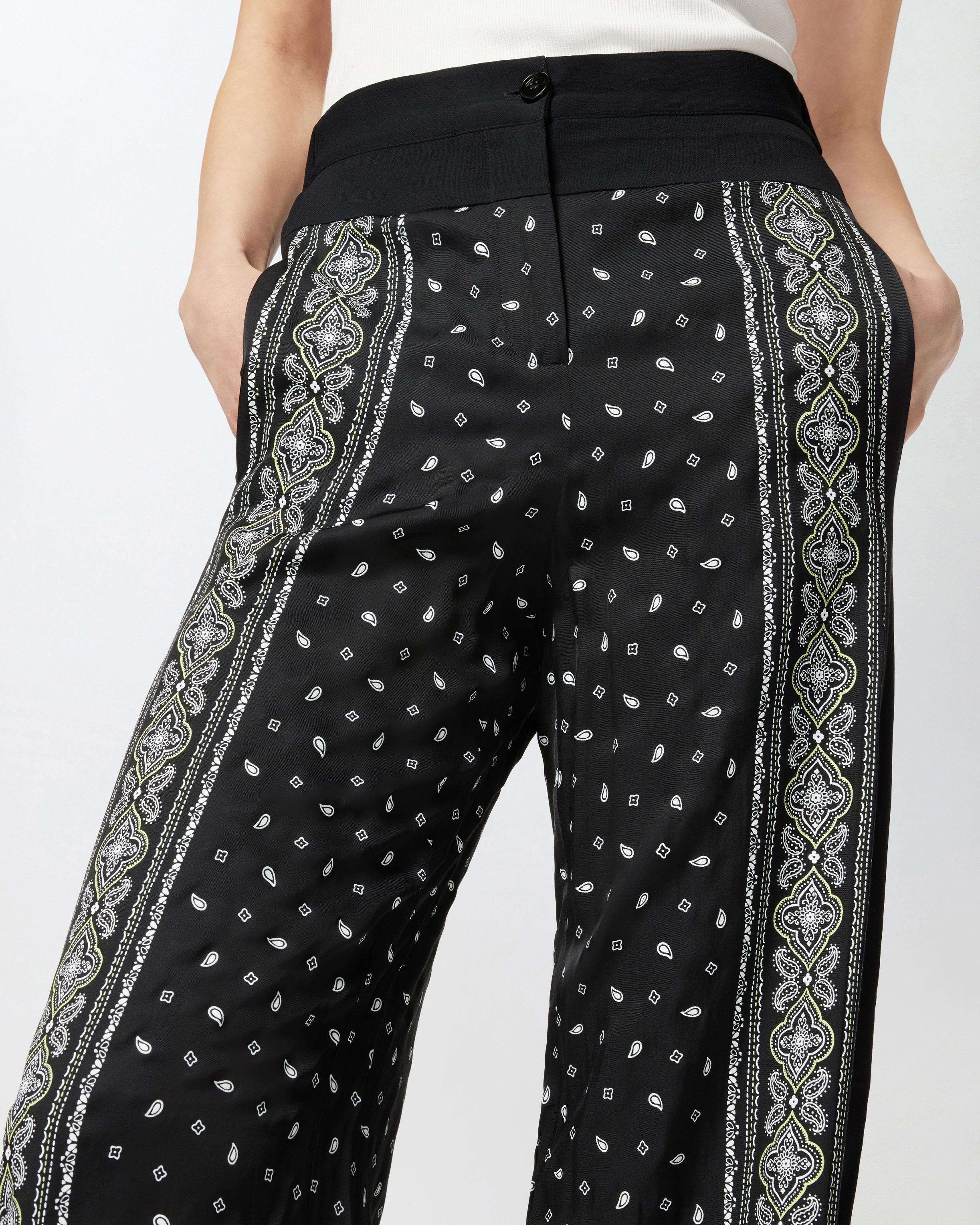 Pantaloni ampi leggeri stampa bandana 104663A2CK Z1T PINKO Nero/lime 