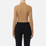 Maglia in viscosa a coste con bottoniera MK62S46E2 032 ELISABETTA FRANCHI Camel 