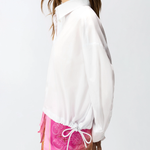 Camicia cropped in cotone con logo 106249A32L Z04 PINKO Bianco brill. 