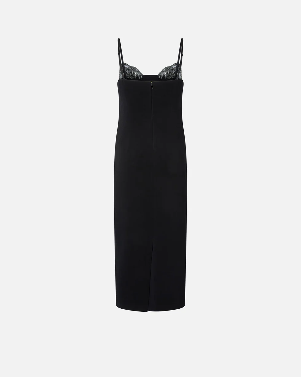 Abito midi aderente con ricamo gioiello 106637A31P Z99 PINKO Nero limousine 