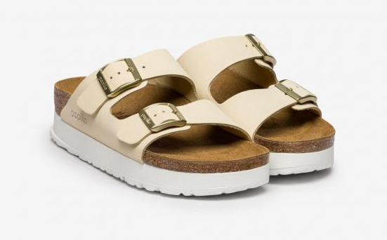 Ciabatta in pelle scamosciata ARIZONA PLATFORM 1026924 ECRU BIRKENSTOCK Ecru 
