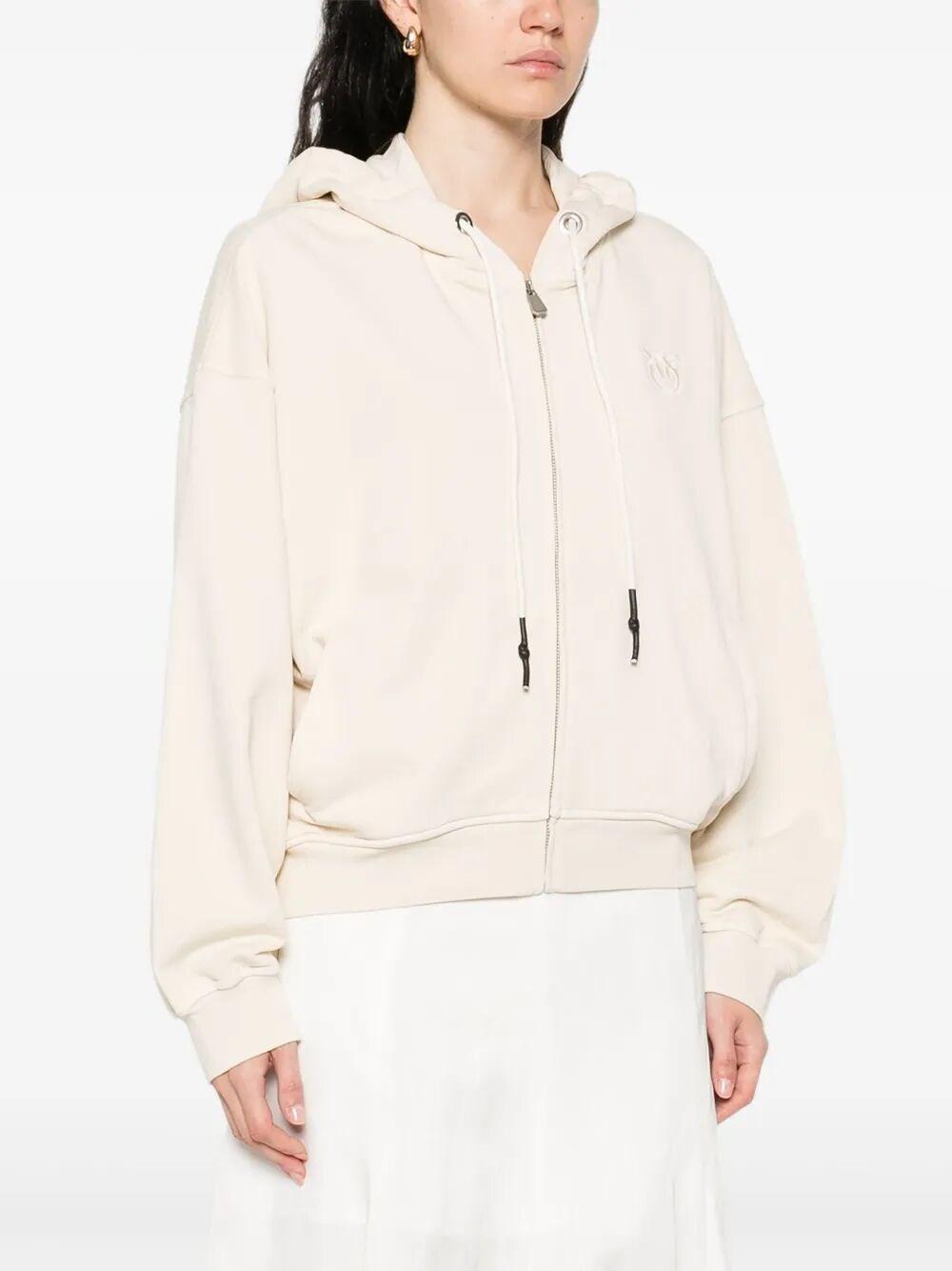 Felpa zippata con cappuccio 105509A2RB C03 PINKO Beige g. maroso 