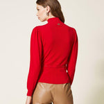 Maglia seamless con morsetto Oval T 222TT3191 00456 TWIN SET Papavero 