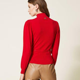 Maglia seamless con morsetto Oval T 222TT3191 00456 TWIN SET Papavero 