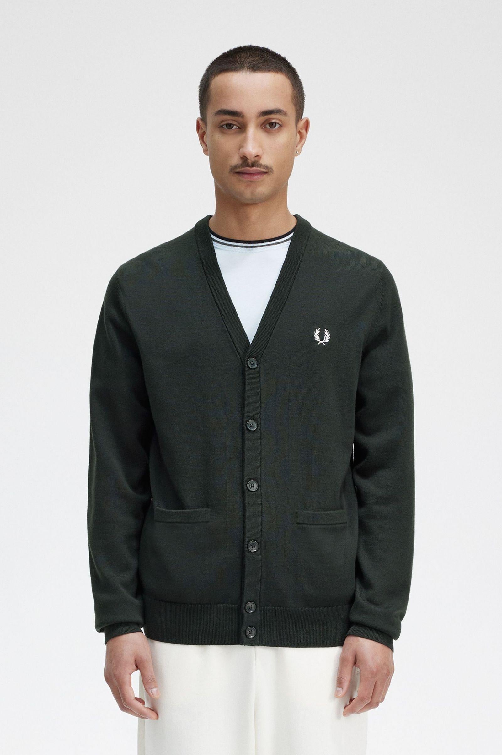 Cardigan in misto lana K9551 Q20 FRED PERRY Night green 
