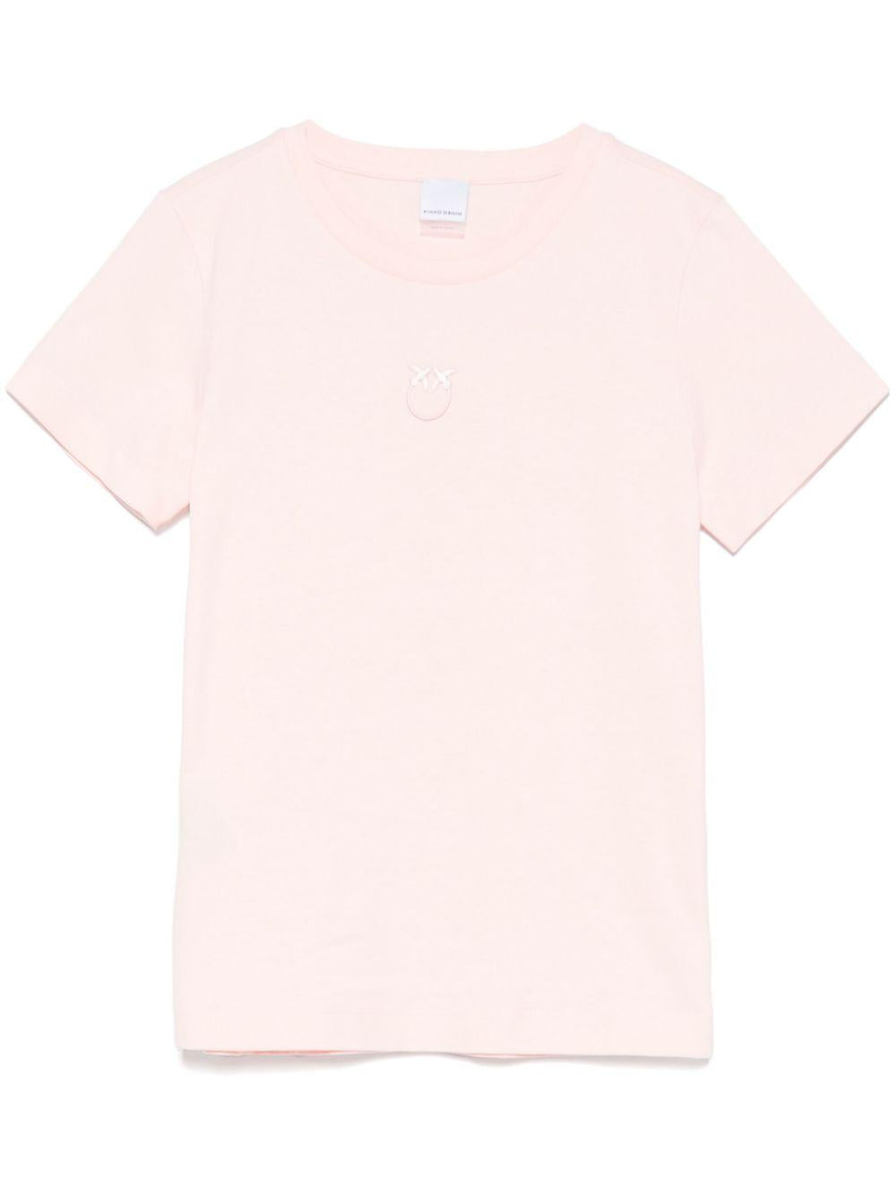 T-shirt maniche corte logo ricamato 100355A2HN N38 PINKO Rosa-castano pallido 