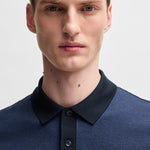 Polo in cotone mercerizzato con micromotivo 50532246 10269508 01 404 BOSS Dark blue 