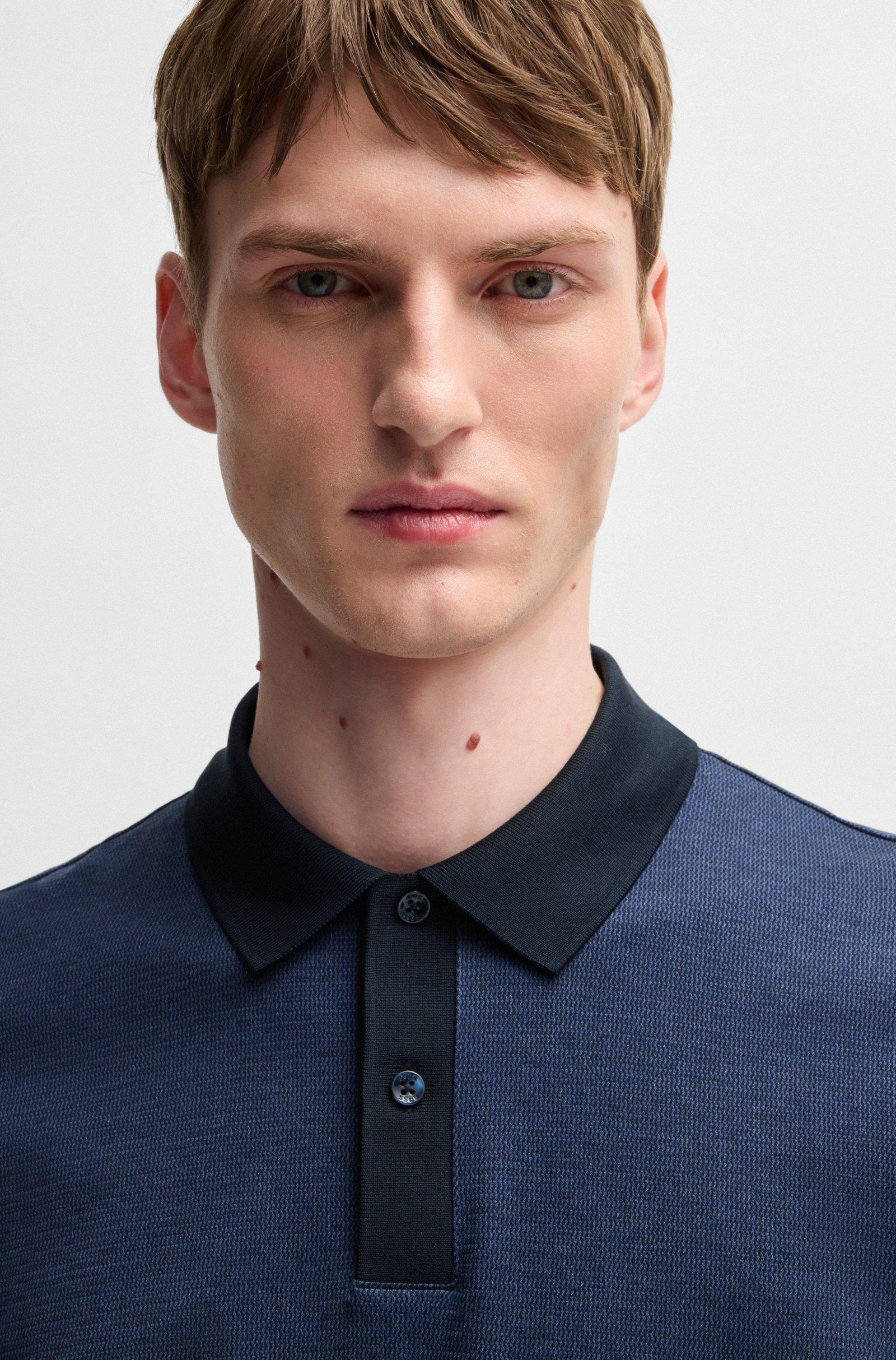 Polo in cotone mercerizzato con micromotivo 50532246 10269508 01 404 BOSS Dark blue 