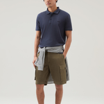 Polo Mackinack tinta in capo in piqué di cotone elasticizzato CFWOPO0065MRUT1483 3989 WOOLRICH Melton blue 