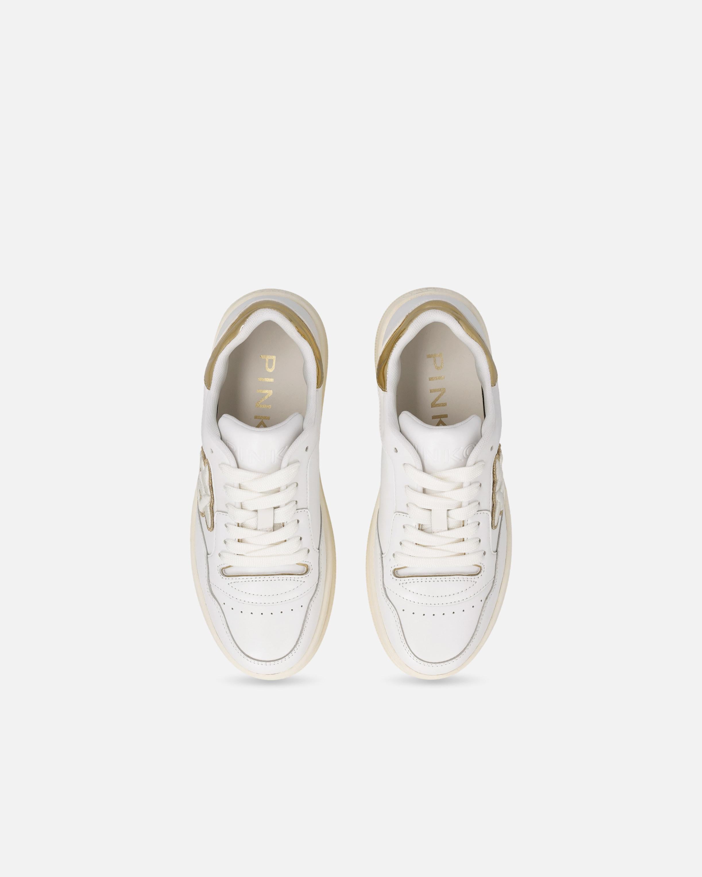 Sneaker in pelle con dettagli metallizzati SS0077P014 ZIA PINKO White/platinum 
