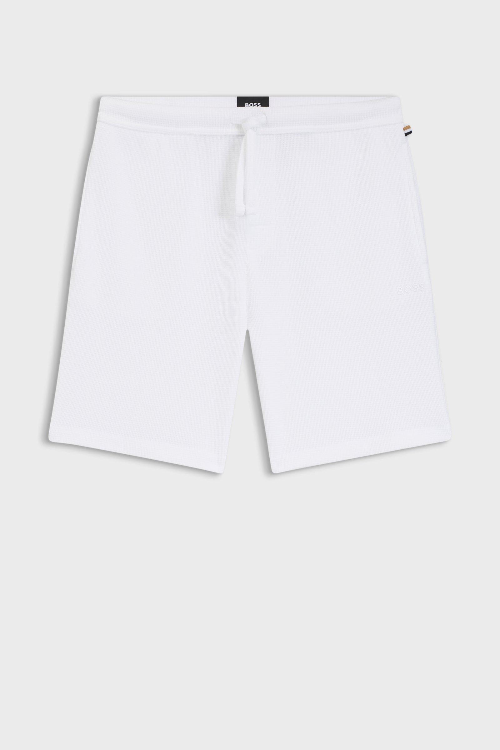 Bermuda in misto cotone con logo ricamato 50535884 10269584 01 100 BOSS White 