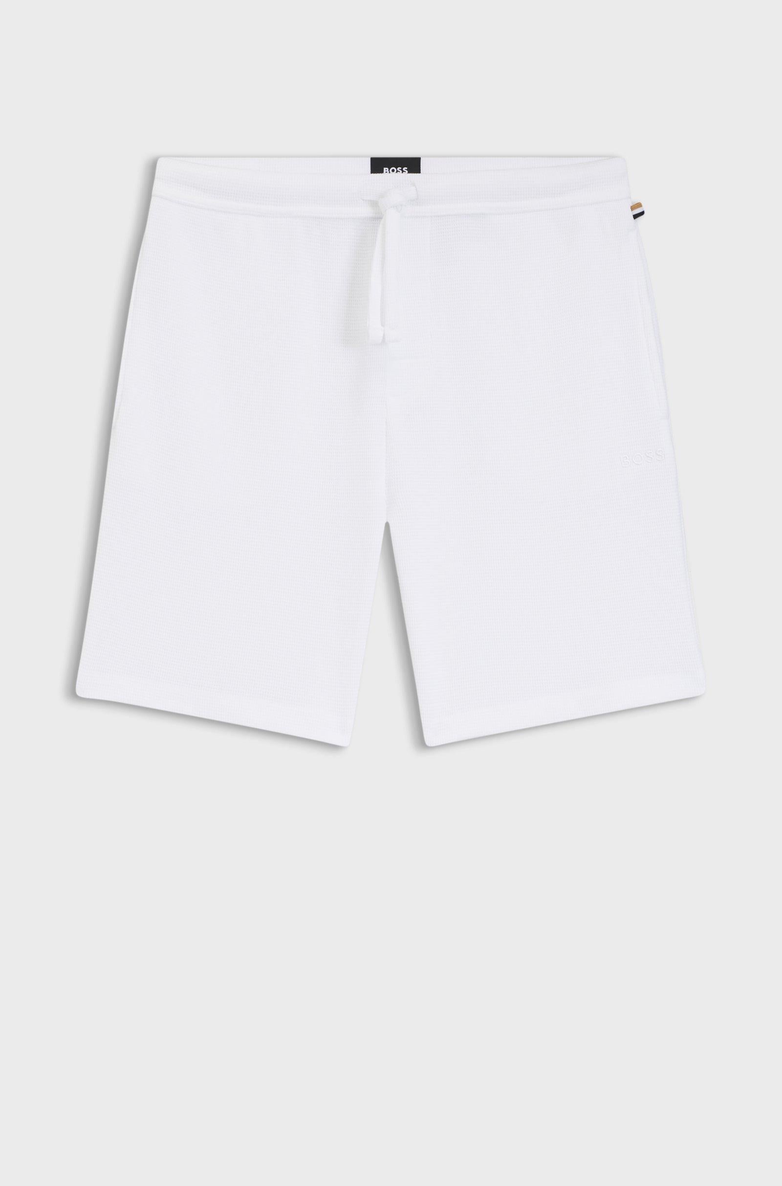 Bermuda in misto cotone con logo ricamato 50535884 10269584 01 100 BOSS White 