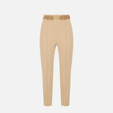 Pantaloni in tessuto tecnico bielastico con cintura PA13261E2 470 ELISABETTA FRANCHI Cammello 