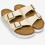 Ciabatta in pelle scamosciata ARIZONA PLATFORM 1026924 ECRU BIRKENSTOCK Ecru 