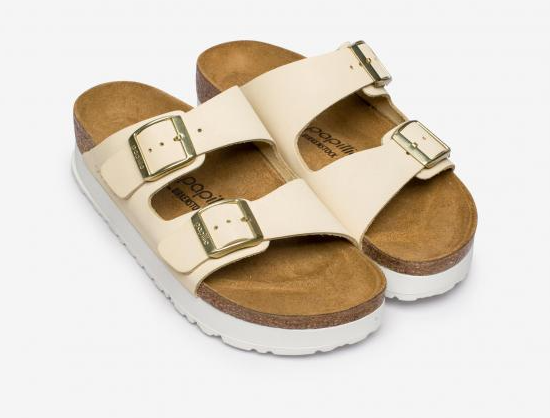 Ciabatta in pelle scamosciata ARIZONA PLATFORM 1026924 ECRU BIRKENSTOCK Ecru 