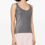Top a canotta in maglia metallizzata con bottoni 104649A2CQ EI2 PINKO Blu/argento 