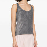 Top a canotta in maglia metallizzata con bottoni 104649A2CQ EI2 PINKO Blu/argento 