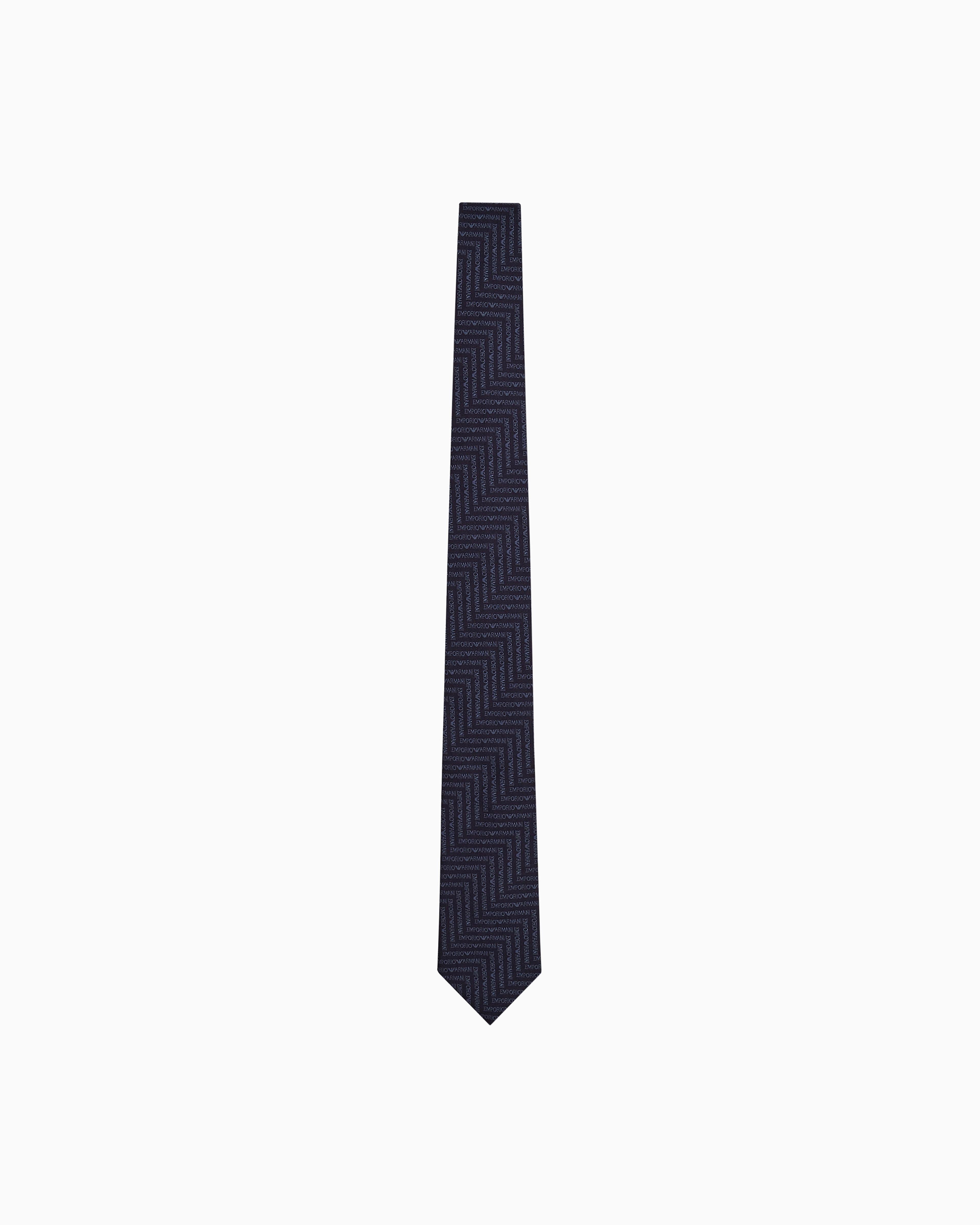Cravatta in pura seta con lettering jacquard motivo chevron 340075 3R604 05236 EMPORIO ARMANI Blu oltremare 