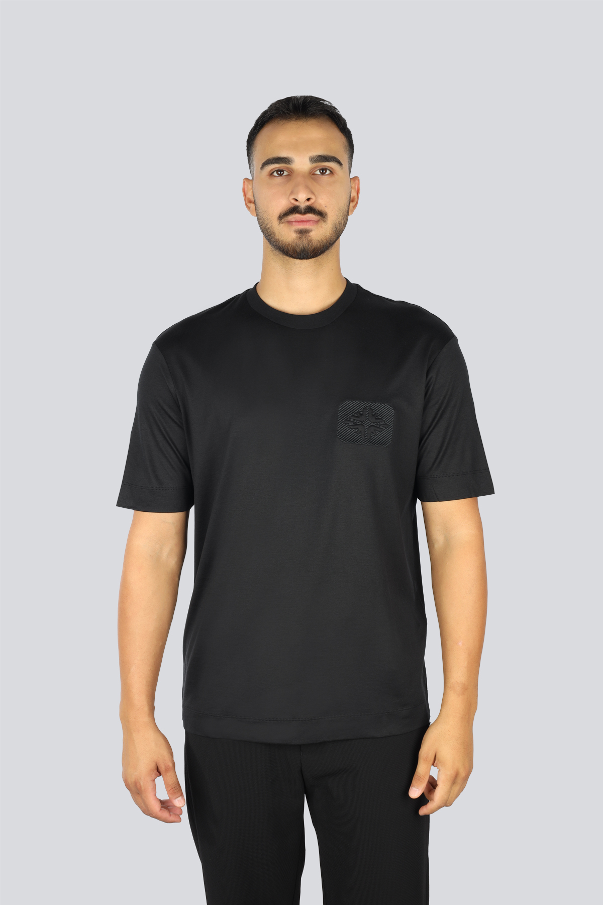 T-shirt in lyocell con logo aquile bombate a rilievo ASV EM002938 AF18312 UC001 EMPORIO ARMANI Black beauty 