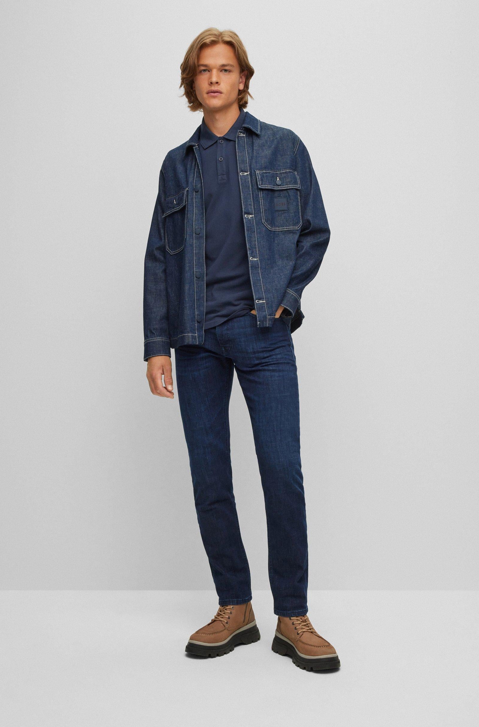 Polo slim fit in piquè di cotone 50468576 10203439 01 402 BOSS Dark blue 