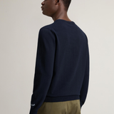 Maglia girocollo in puro cotone con logo ricamato CFWOKN0331MRUF0787 3989 WOOLRICH Melton blue 