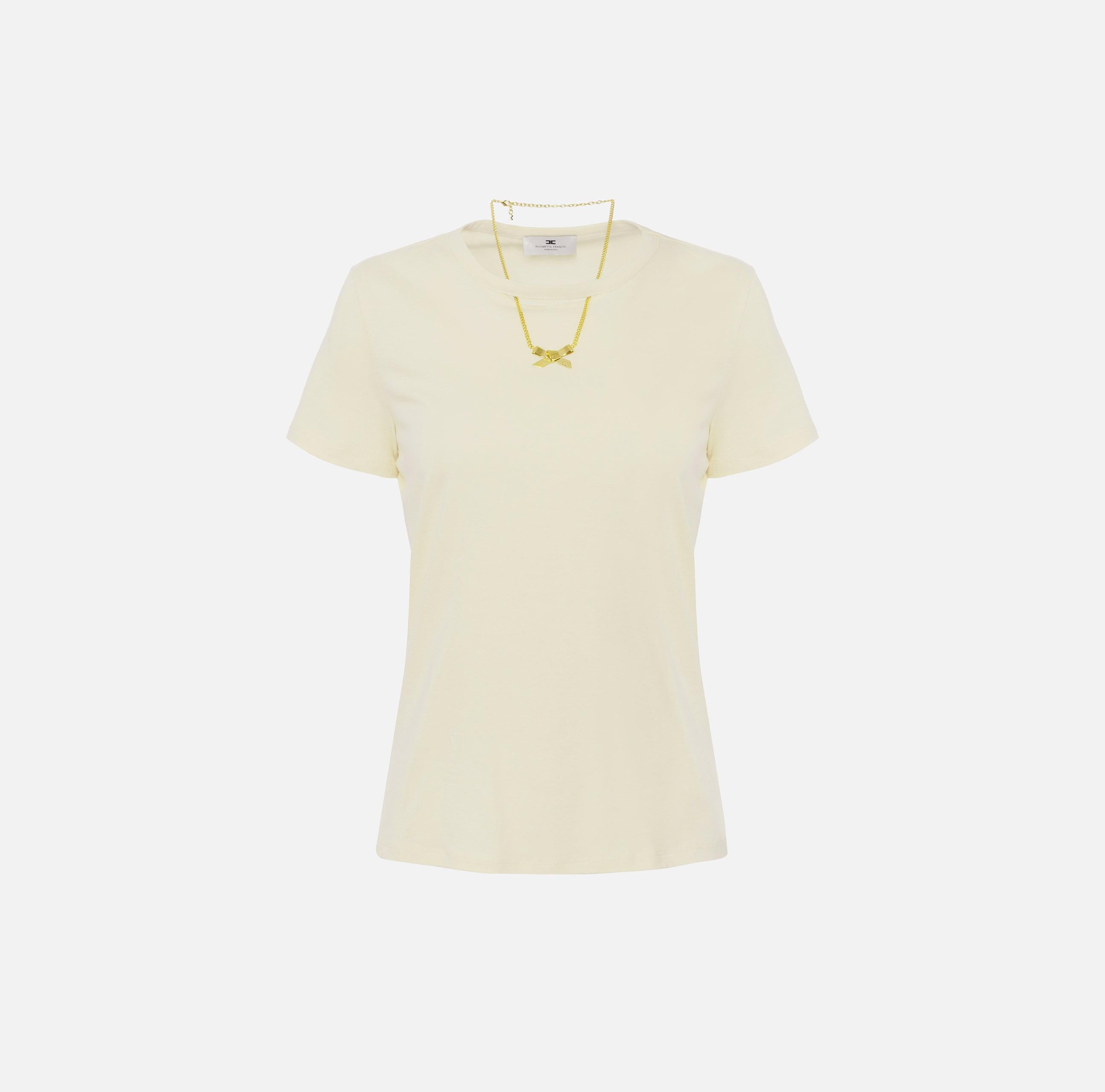 T-shirt in jersey con collana a fiocco MA02951E2 DC7 ELISABETTA FRANCHI Lemonade 