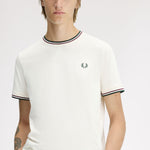 T-shirt con doppia riga M1588 84A FRED PERRY Ecr/oxbld/grsrts 