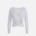 Maglione in misto cashmere con bottoni gioiello MK32S57E2 EA7 ELISABETTA FRANCHI Starlight 
