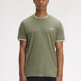 T-shirt con doppia riga M1588 87B FRED PERRY Lwgrn/ecru/dskbl 