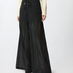 Pantaloni leggeri con lacci e dettagli texani<BR/> 106947A3AX Z99 PINKO Nero limousine 