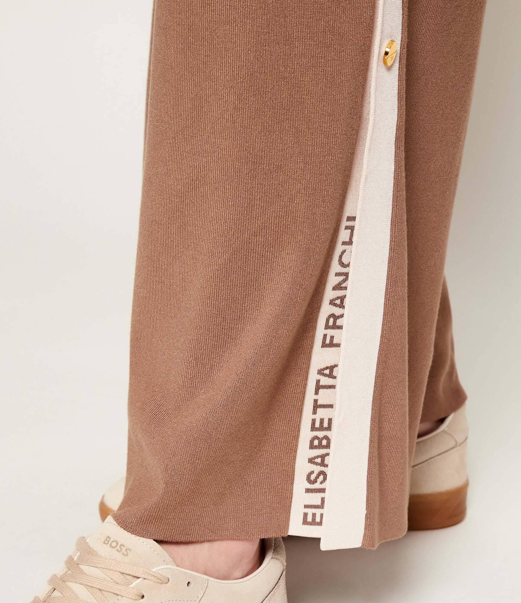 Pantalone con banda laterale logata KP74S61E2 727 ELISABETTA FRANCHI Argilla/burro 