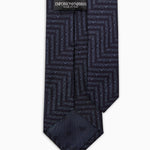 Cravatta in pura seta con lettering jacquard motivo chevron 340075 3R604 05236 EMPORIO ARMANI Blu oltremare 