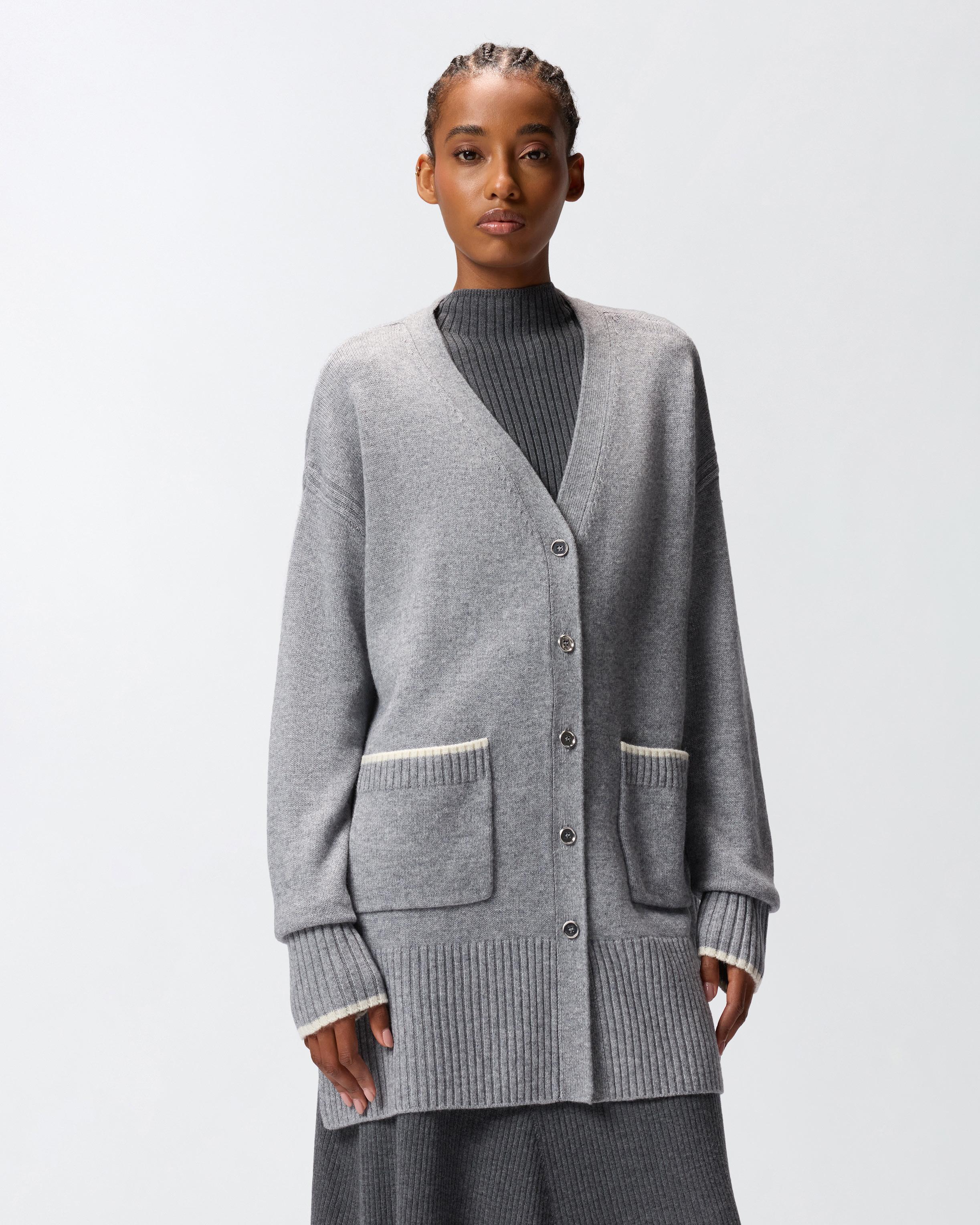 Cardigan lungo con scollo a V 105451A2Q9 II2 PINKO Grigio monumento 