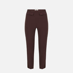 Pantaloni in crêpe leggero e raso PA18562E2 644 ELISABETTA FRANCHI Cacao 