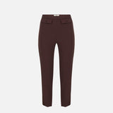 Pantaloni in crêpe leggero e raso PA18562E2 644 ELISABETTA FRANCHI Cacao 