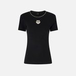 T-shirt a costine con ricamo 106815A3AL ZZ2 PINKO Nero/bianco 
