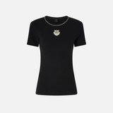 T-shirt a costine con ricamo 106815A3AL ZZ2 PINKO Nero/bianco 